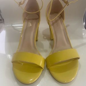 Yellow Patent Strappy Sandals - Size 37